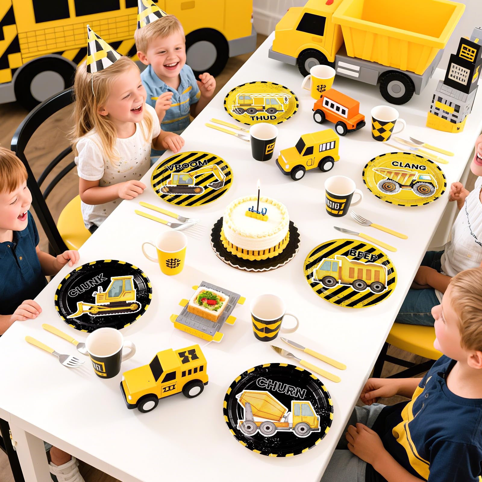 60 Pcs Construction Party Plates - Grencian
