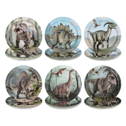 60 Pcs Dinosaur Party Plates - Grencian
