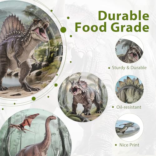 60 Pcs Dinosaur Party Plates - Grencian