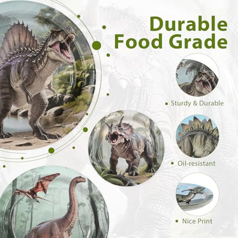 60 Pcs Dinosaur Party Plates - Grencian