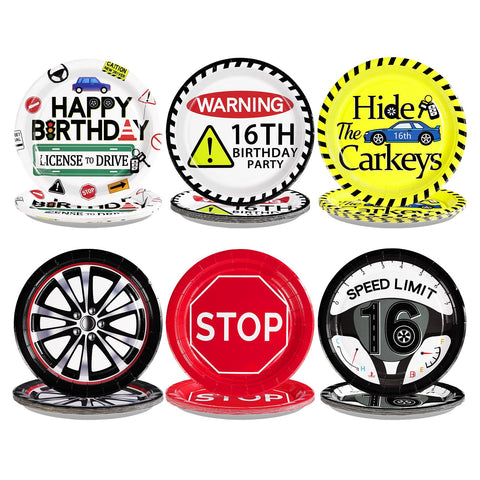 60 Pcs Drivers License 16th Birthday Party Plates - Grencian