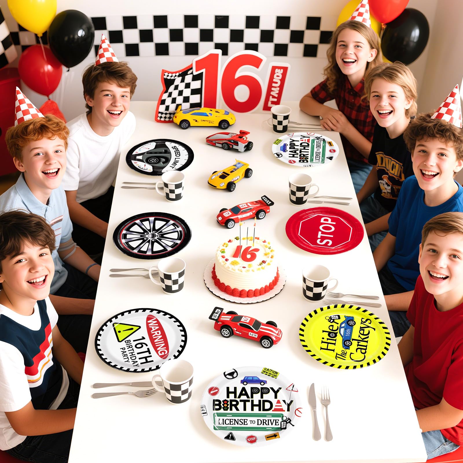 60 Pcs Drivers License 16th Birthday Party Plates - Grencian