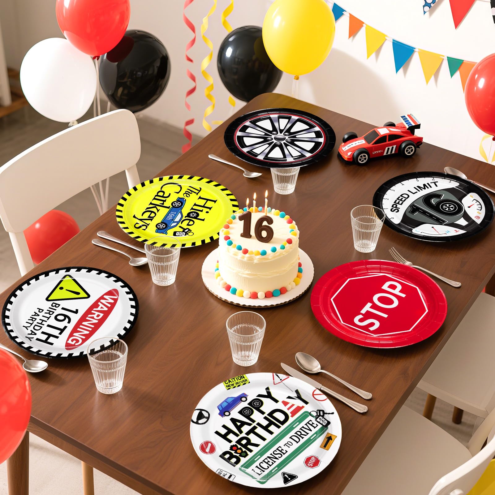 60 Pcs Drivers License 16th Birthday Party Plates - Grencian