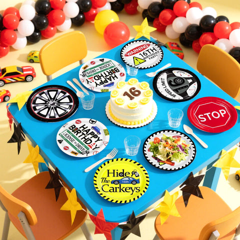 60 Pcs Drivers License 16th Birthday Party Plates - Grencian