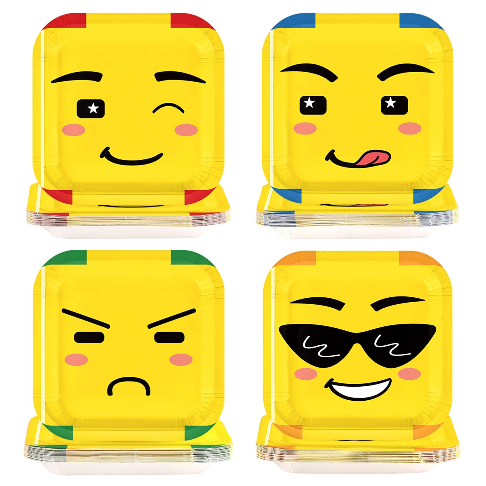 60 Pcs Facial Expression Party Plates - Grencian