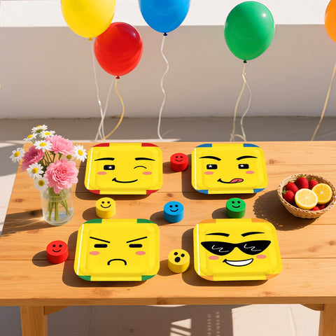 60 Pcs Facial Expression Party Plates - Grencian