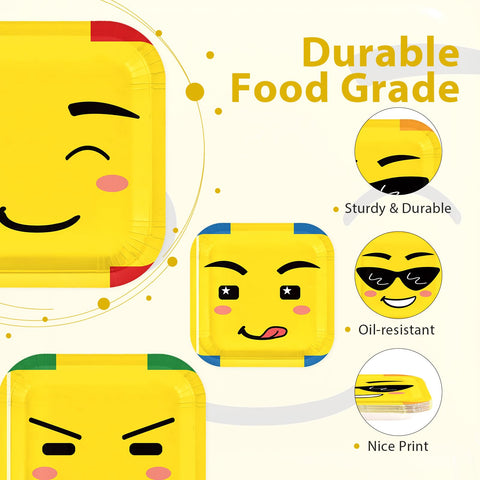 60 Pcs Facial Expression Party Plates - Grencian