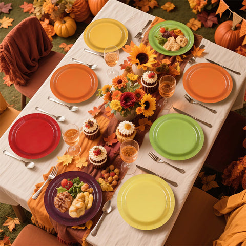 60 Pcs Fall Thanksgiving Party Plates - Grencian