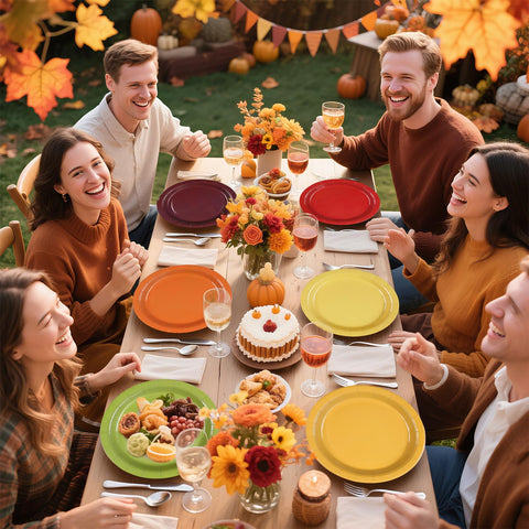 60 Pcs Fall Thanksgiving Party Plates - Grencian
