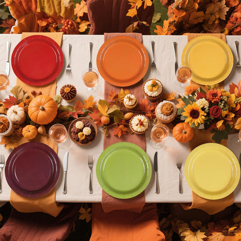 60 Pcs Fall Thanksgiving Party Plates - Grencian