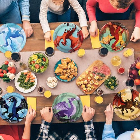 60 Pcs Fire Dragon Party Plates - Grencian
