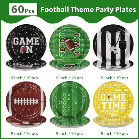 60 Pcs Football Game Party Plates - Grencian