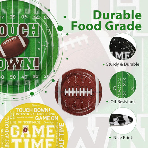 60 Pcs Football Game Party Plates - Grencian