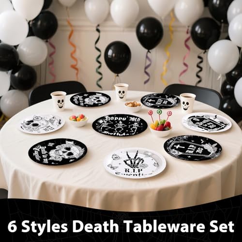 60 Pcs Gothic 30th Birthday Party Plates - Grencian
