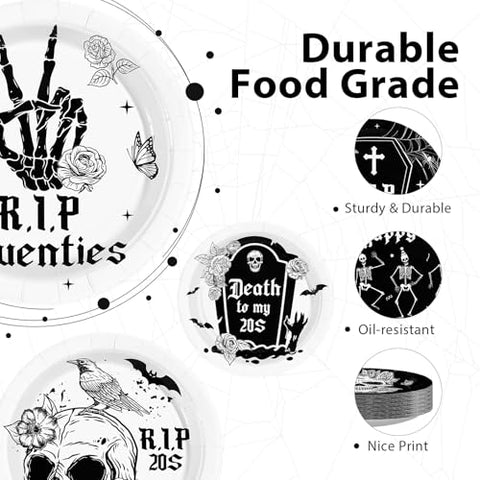 60 Pcs Gothic 30th Birthday Party Plates - Grencian