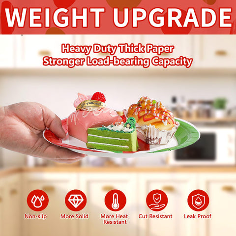 60 Pcs Green Red White Christmas Balls Party Plates - Grencian