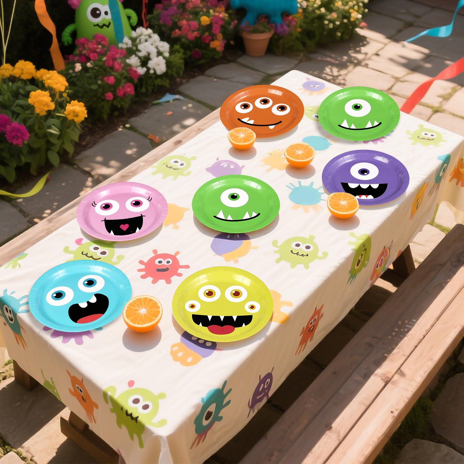 60 Pcs Halloween Cartoon Face Party Plates - Grencian