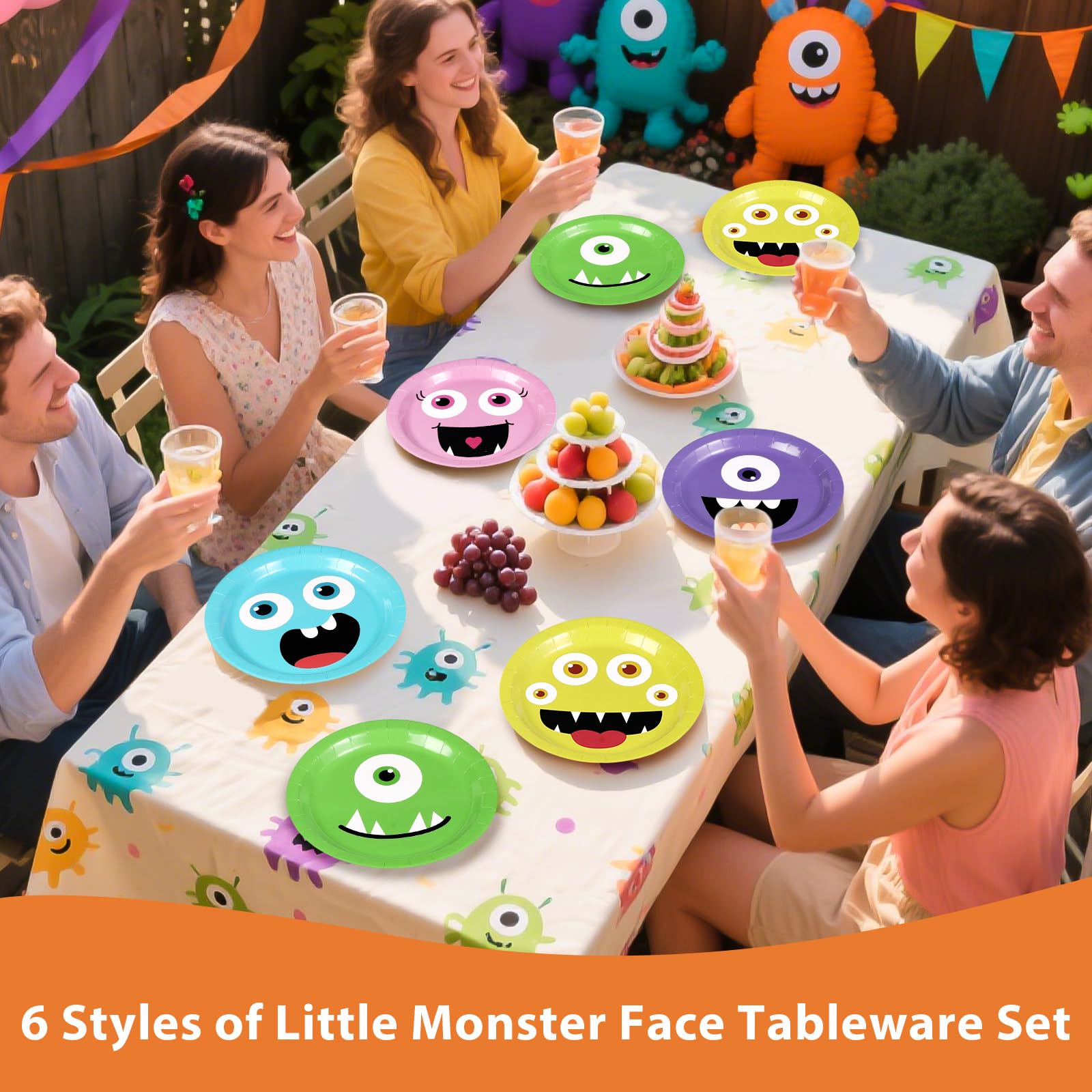 60 Pcs Halloween Cartoon Face Party Plates - Grencian