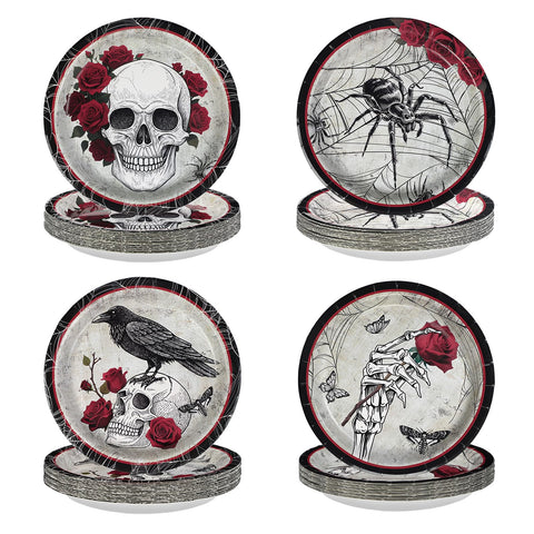 60 Pcs Halloween Gothic Skull Party Plates