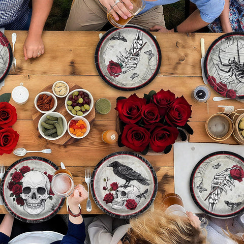 60 Pcs Halloween Gothic Skull Party Plates