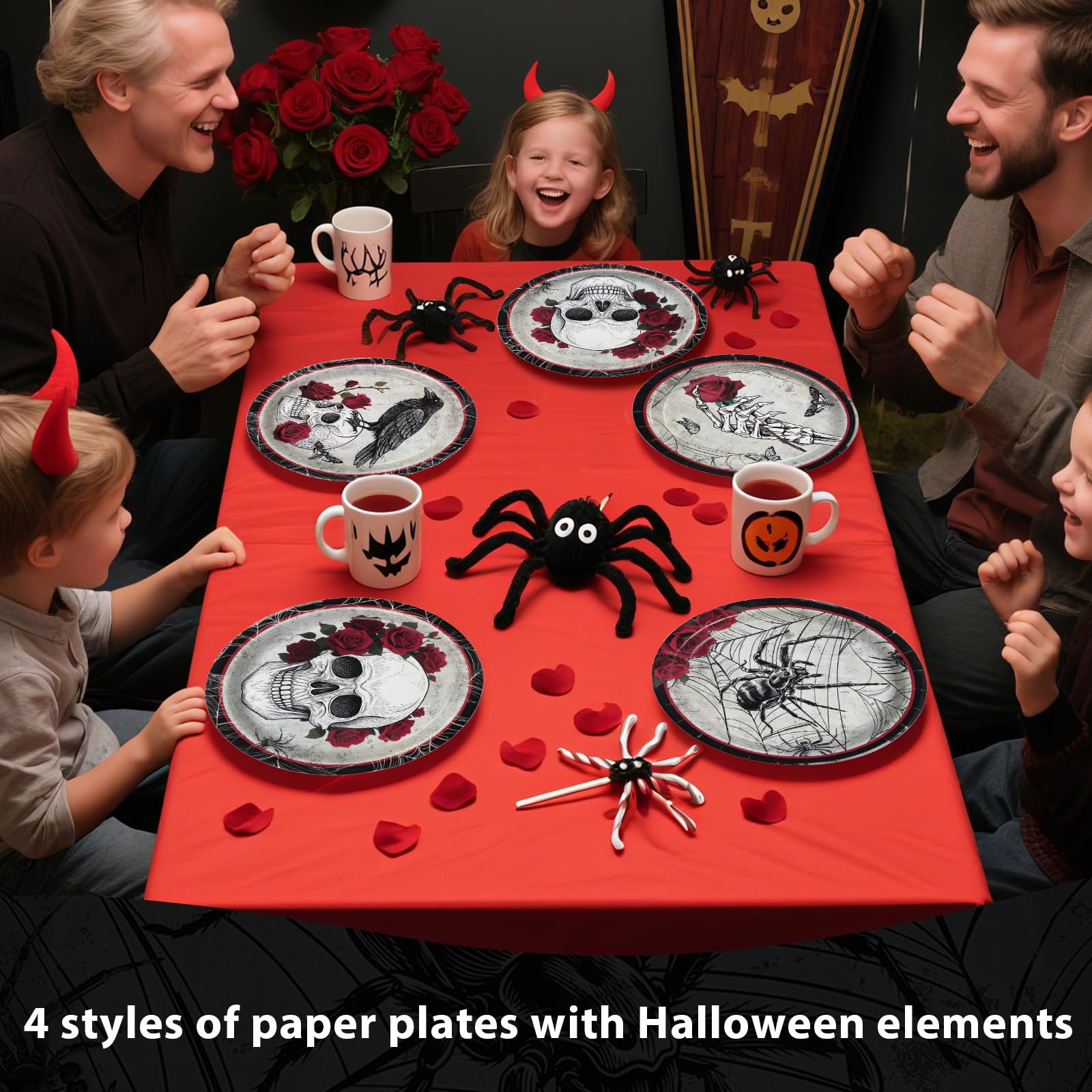 60 Pcs Halloween Gothic Skull Party Plates