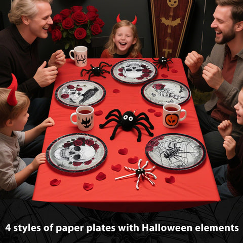 60 Pcs Halloween Gothic Skull Party Plates