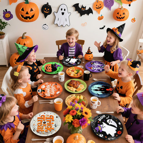 60 Pcs Halloween Trick or Treat Party Plates - Grencian