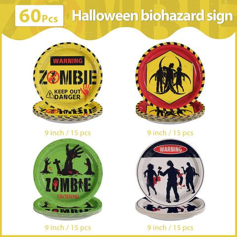 60 Pcs Halloween Zombie Party Plates