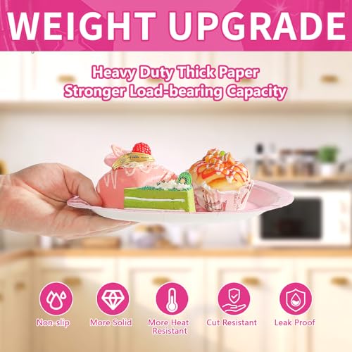 60 Pcs Hot Pink Girls Party Plates - Grencian