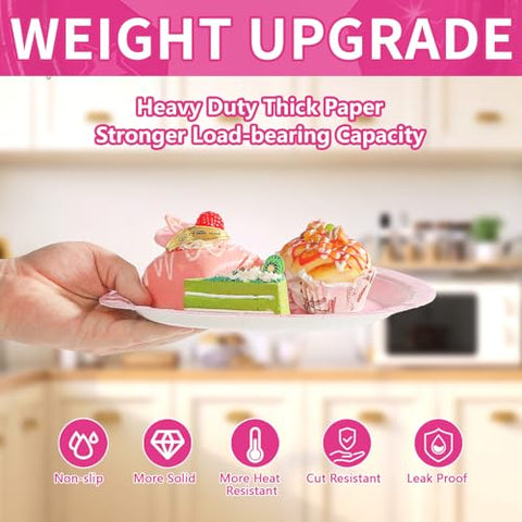 60 Pcs Hot Pink Girls Party Plates - Grencian