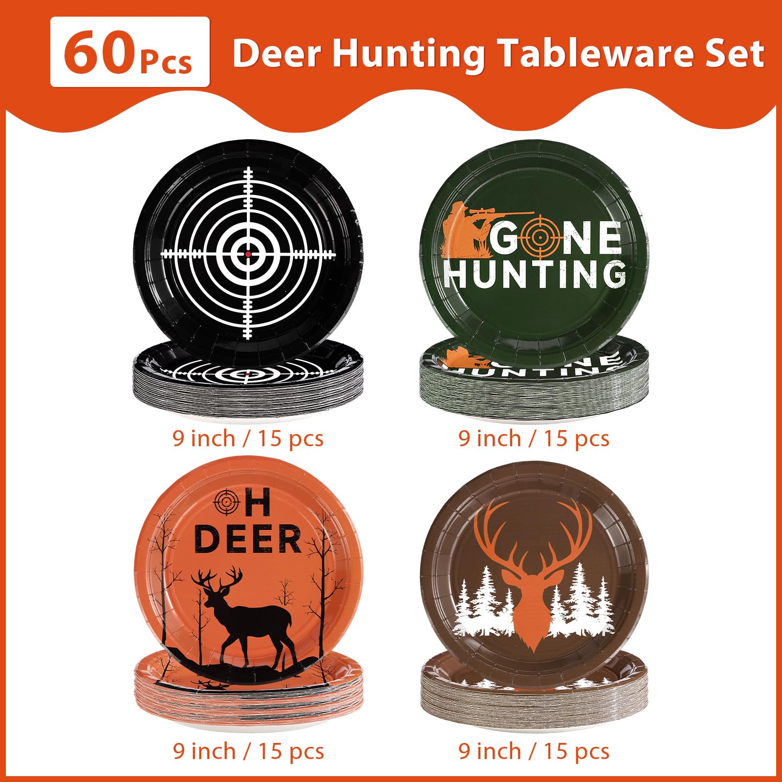 60 Pcs Hunting Camo Party Plates - Grencian