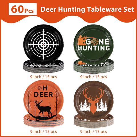 60 Pcs Hunting Camo Party Plates - Grencian