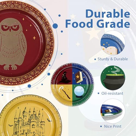 60 Pcs Magical Wizard Party Plates - Grencian