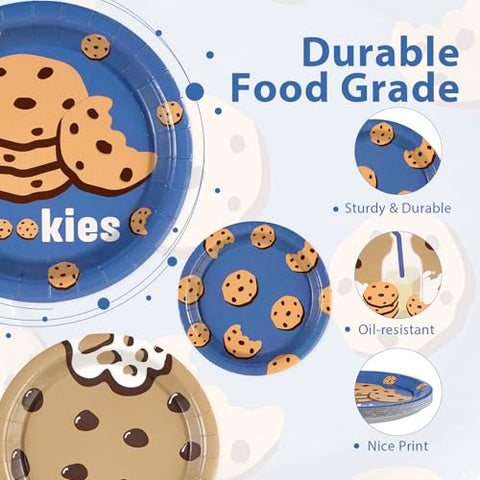 60 Pcs Milk and Cookies Party Plates - Grencian