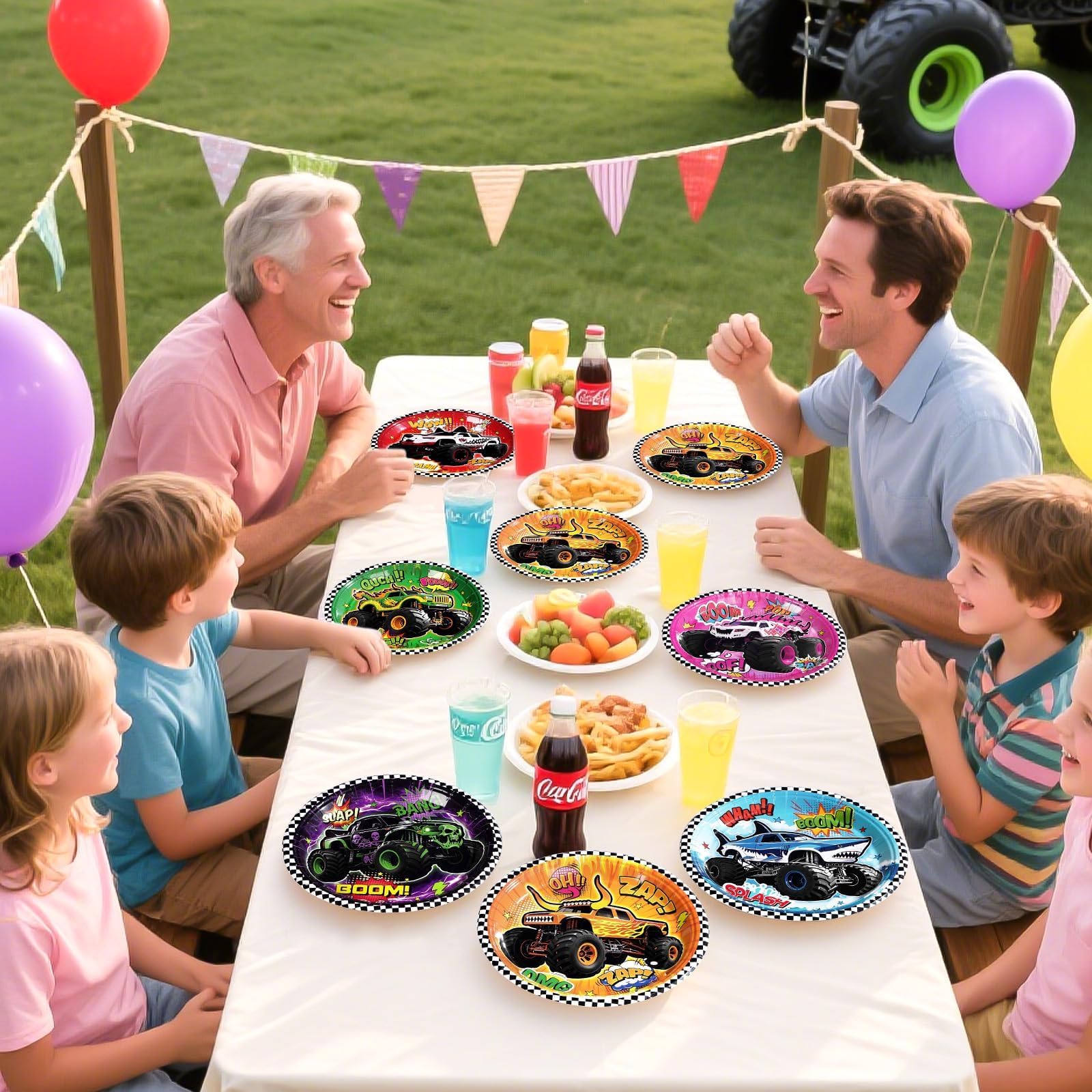 60 Pcs Monster Truck Party Plates - Grencian