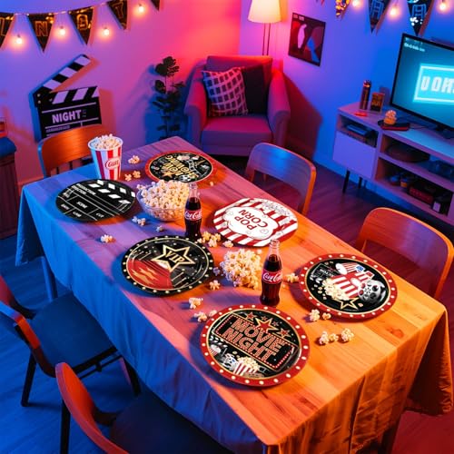 60 Pcs Movie Night Party Plates - Grencian