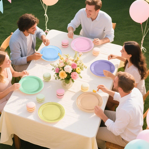 60 Pcs Pastel Rainbow Party Plates - Grencian