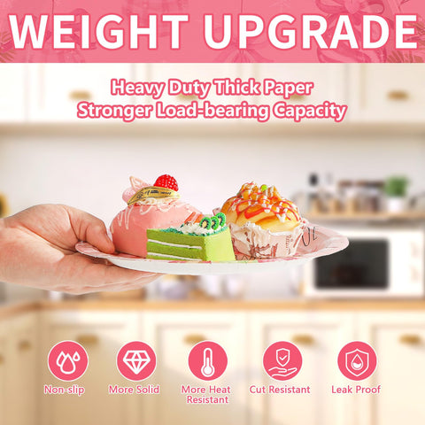 60 Pcs Pink Christmas Themed Party Plates - Grencian