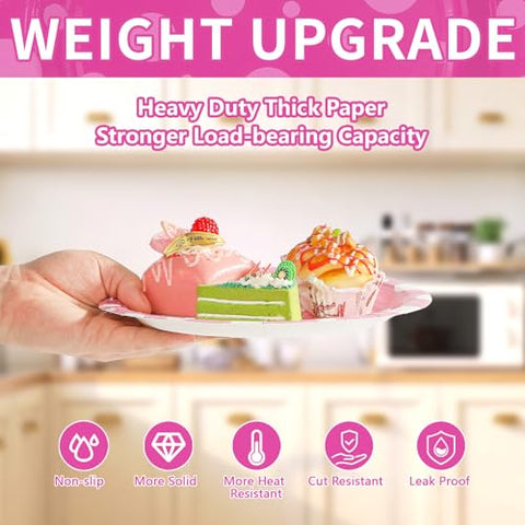 60 Pcs Pink Mouse Birthday Party Plates - Grencian