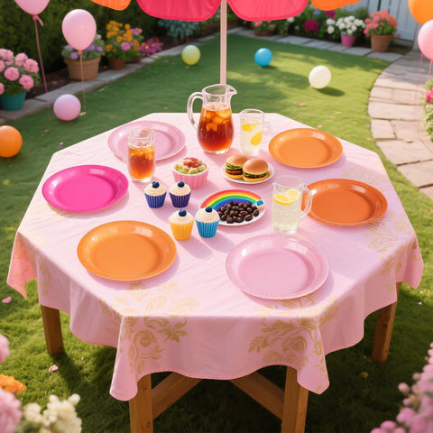 60 Pcs Pink and Orange Party Plates - Grencian