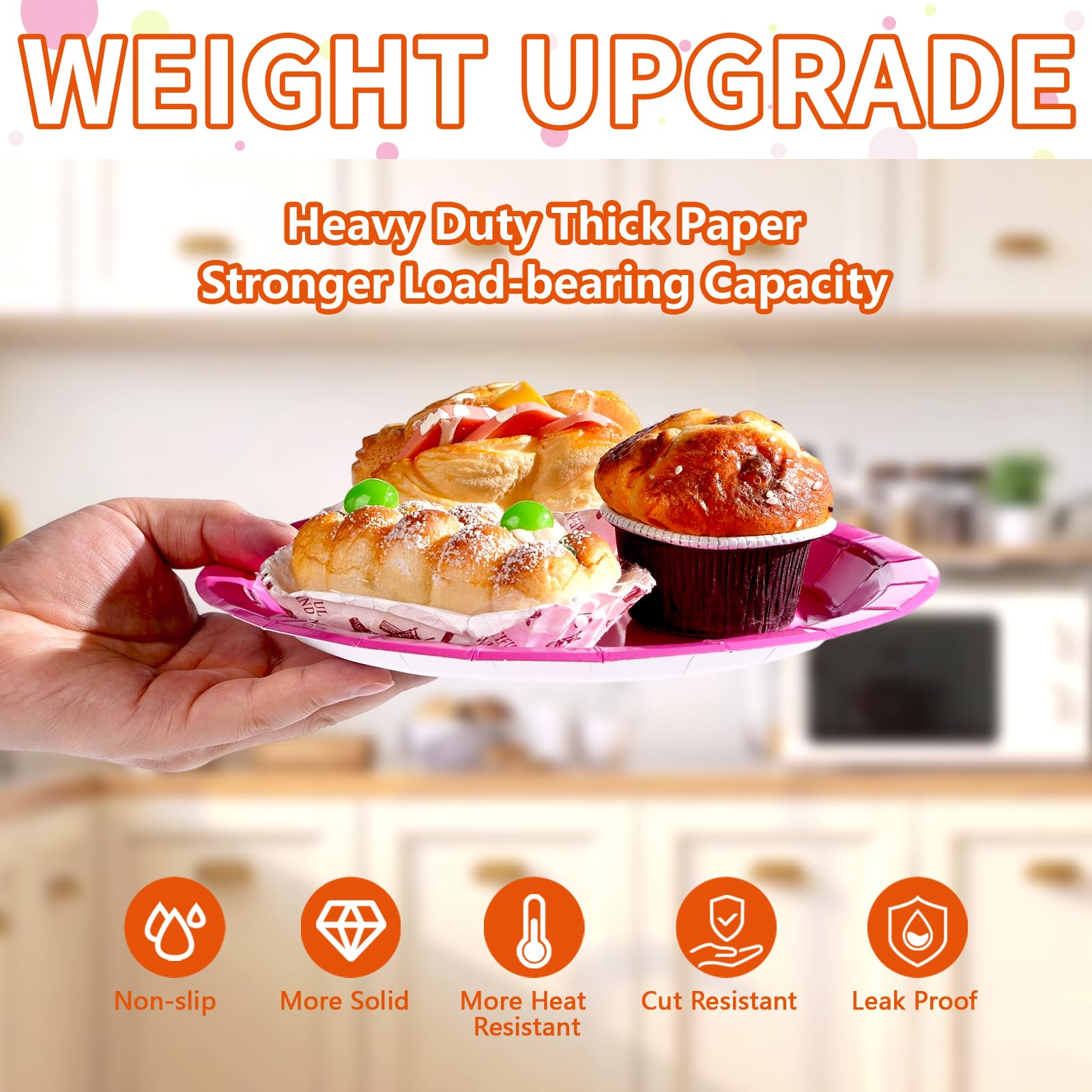 60 Pcs Pink and Orange Party Plates - Grencian