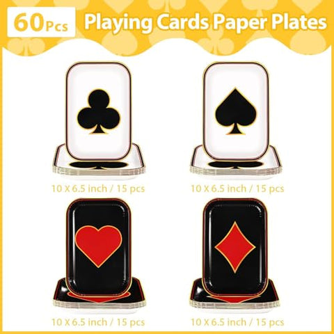60 Pcs Poker Square Paper Plates - Grencian