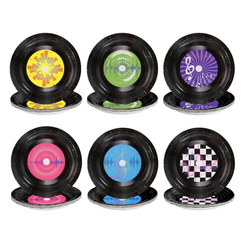 60 Pcs Rock and Roll Party Plates - Grencian