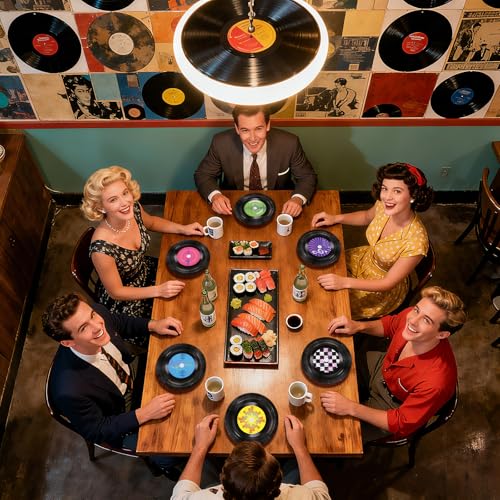 60 Pcs Rock and Roll Party Plates - Grencian