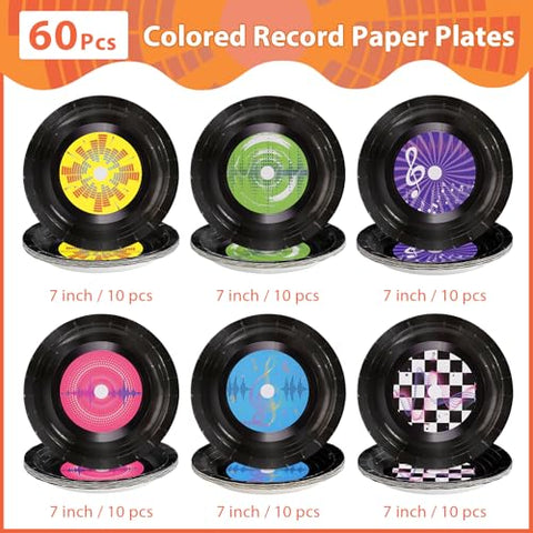 60 Pcs Rock and Roll Party Plates - Grencian