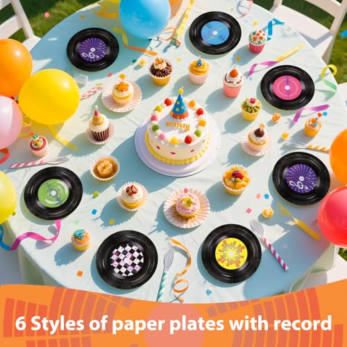 60 Pcs Rock and Roll Party Plates - Grencian