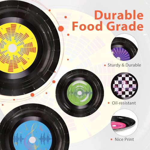 60 Pcs Rock and Roll Party Plates - Grencian