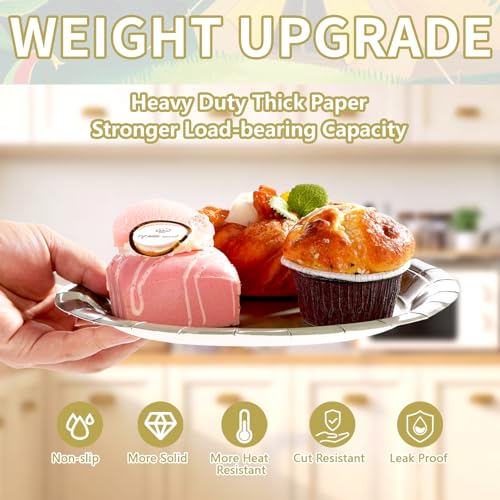 60 Pcs Sage Green Brown Party Plates - Grencian