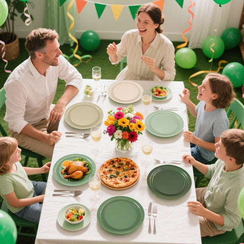 60 Pcs Sage Green Party Plates - Grencian