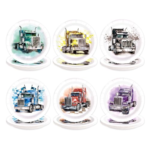 60 Pcs Semi Truck Party Plates - Grencian